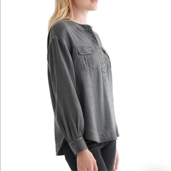 Lucky Brand Women’s Utility Pocket Button Up Shirt Gray Size Large - Picture 3 of 8